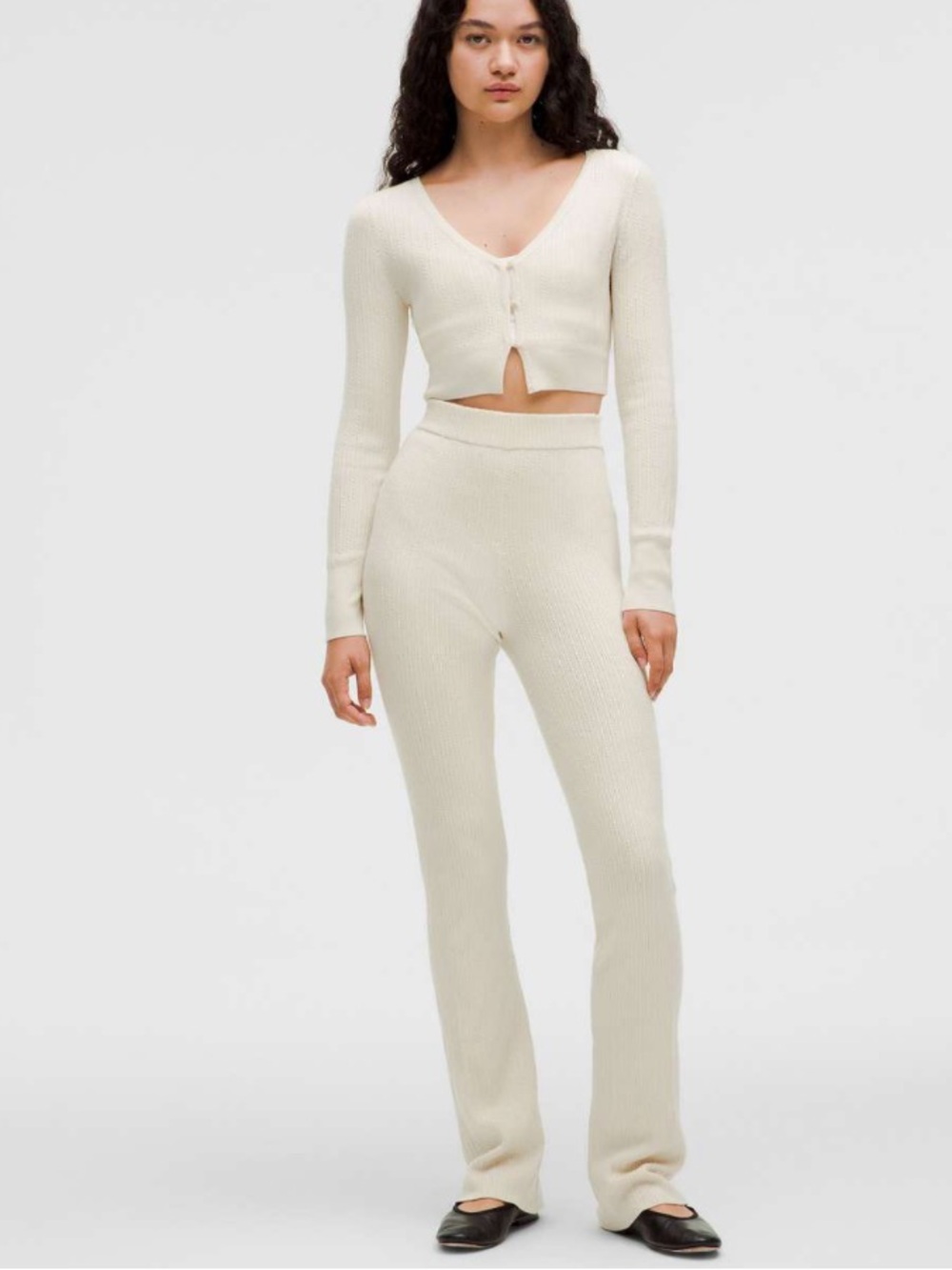 Lululemon Ribbed Merino Wool-Blend Pant in Bone Sz Small